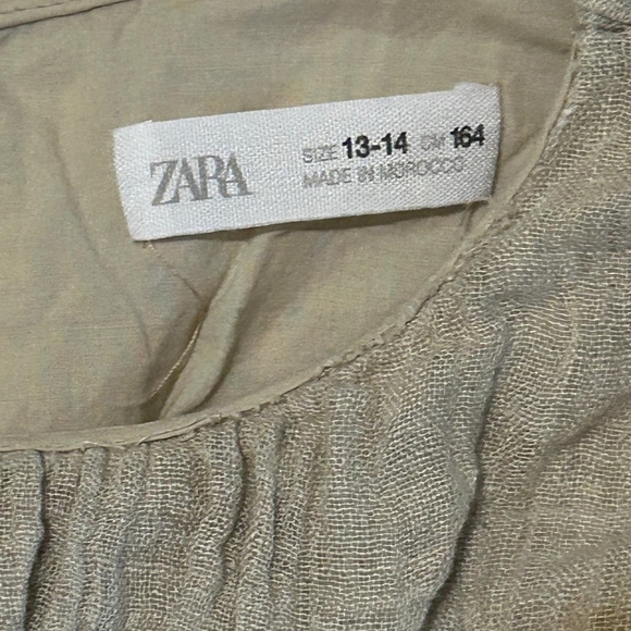 Zara Tan Smocked Mini Dress with Bib Collar - Picture 2 of 4